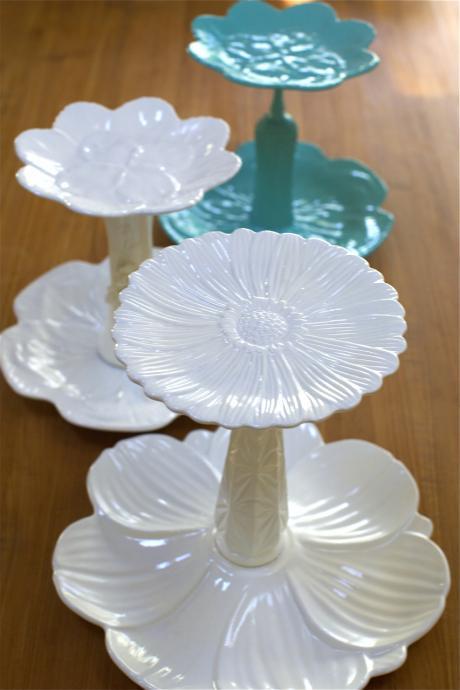 White Two Tiered Cake Stand / High Tea Stand / Cup Cake Pedestal / Multi-purpose Serving Stand